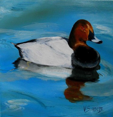 Peinture intitulée ""canard"" par Valerie Sorbets, Œuvre d'art originale, Huile