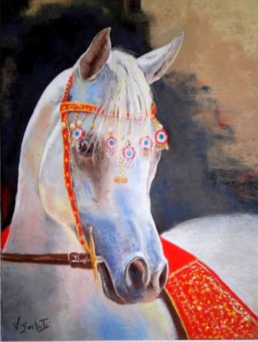 Painting titled "" Melhia"" by Valerie Sorbets, Original Artwork, Pastel