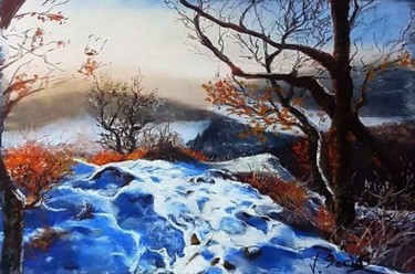 Peinture intitulée "" hiver ardéchois"" par Valerie Sorbets, Œuvre d'art originale, Pastel