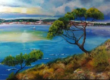 Peinture intitulée ""Méditerranée"" par Valerie Sorbets, Œuvre d'art originale, Huile