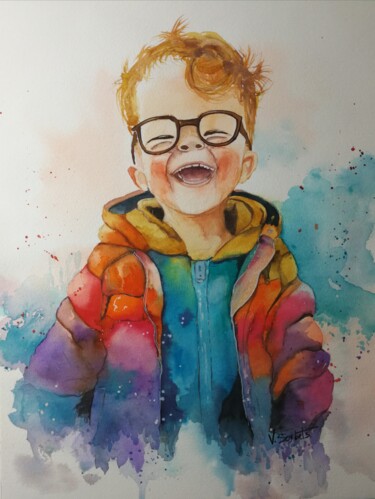 Painting titled ""Alex"" by Valerie Sorbets, Original Artwork, Watercolor