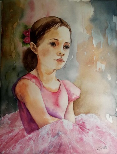 Pintura intitulada ""la danseuse"" por Valerie Sorbets, Obras de arte originais, Aquarela