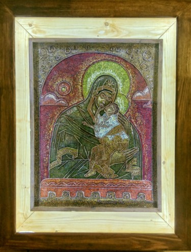 Malerei mit dem Titel ""Богородица с младе…" von Vladimir Ukhtiakov, Original-Kunstwerk, Öl
