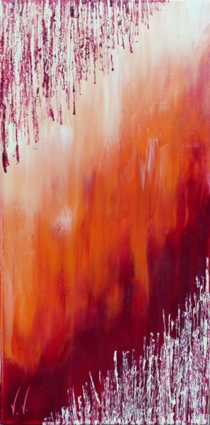 Pintura intitulada "Abstrait Rouge 649" por Virginie Brazilier-Rideau, Obras de arte originais, Óleo