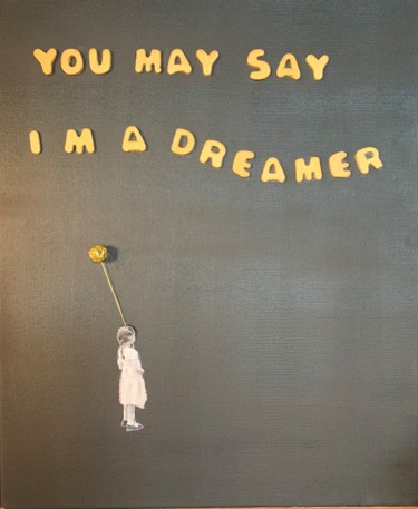 Collages intitulée "Dreamer" par Wilcox, Œuvre d'art originale, Huile Monté sur Châssis en bois