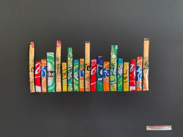 Collages titled "Drinks" by Wilcox, Original Artwork, Collages Mounted on Wood Stretcher frame