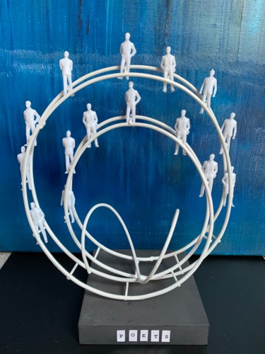 Sculpture intitulée "Le cercle des poète…" par Wilcox, Œuvre d'art originale, Fil de fer