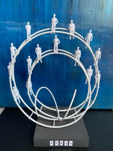 Sculpture titled "Le cercle des poète…" by Wilcox, Original Artwork, Wire