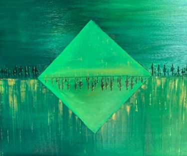 Malarstwo zatytułowany „Soleil vert” autorstwa Wilcox, Oryginalna praca, Olej Zamontowany na Drewniana rama noszy