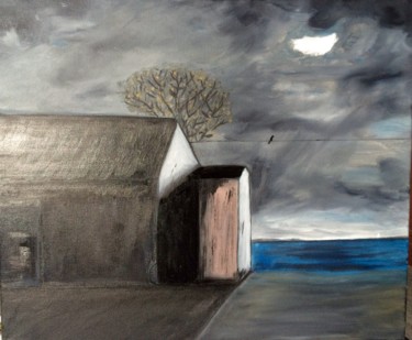 Peinture intitulée "Maison en bord de m…" par Wilcox, Œuvre d'art originale, Huile