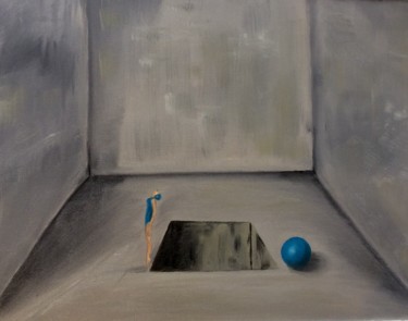 Peinture intitulée "The blue ball" par Wilcox, Œuvre d'art originale, Huile