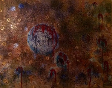 Peinture intitulée "Bloody cosmos" par Wilcox, Œuvre d'art originale, Huile
