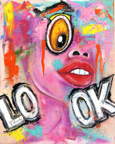 Pittura intitolato "Look" da V.Woody, Opera d'arte originale, Olio