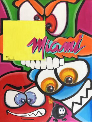 Painting titled "Miami Trip" by V.Woody, Original Artwork, Oil
