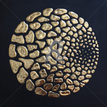 Картина под названием "Золотые Камушки/Gol…" - Viktoria Zotova, Подлинное произведение искусства, Акрил