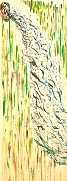 Peinture intitulée "Cascada y bambú" par Erika De La Vega, Œuvre d'art originale, Acrylique