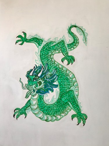 Pintura titulada "Mural Dragón Verde" por Erika De La Vega, Obra de arte original, Acrílico