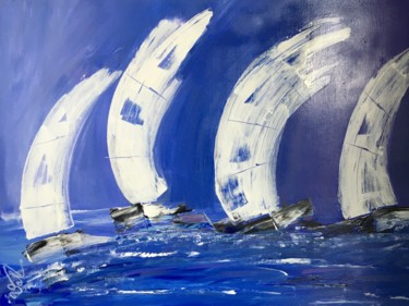 Painting titled "LES VOILES BLANCHES" by Valerie Mazurier, Original Artwork, Acrylic