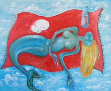 Schilderij getiteld "Апрельский гидрокос…" door Vaceslav Li, Origineel Kunstwerk, Olie
