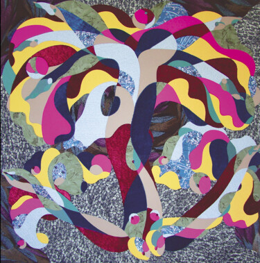 Textielkunst getiteld "Цветочная вязь" door Viacheslav Pimenov, Origineel Kunstwerk, Olie