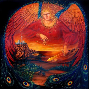 Painting titled "Angel of justice" by Vaclav Vaca, Original Artwork, Oil