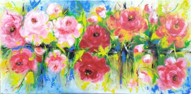 Pittura intitolato "Flower joy" da Marina Dinin, Opera d'arte originale, Acrilico Montato su Telaio per barella in legno