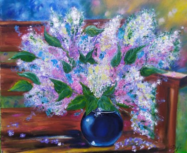 Peinture intitulée "Later lilac" par Marina Dinin, Œuvre d'art originale, Huile Monté sur Châssis en bois