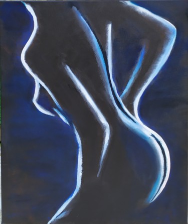 Painting titled "Bather" by Marina Dinin, Original Artwork, Acrylic Mounted on Wood Stretcher frame
