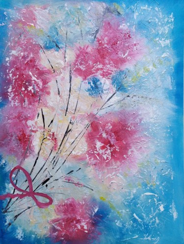 Картина под названием "Pink joy" - Marina Dinin, Подлинное произведение искусства, Масло Установлен на Деревянная рама для н…