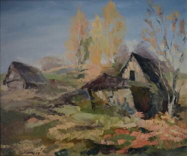 Malerei mit dem Titel "осень" von Vadim Konchits, Original-Kunstwerk, Öl