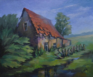 Картина под названием "сельский дом" - Вадим Кончиц, Подлинное произведение искусства, Масло