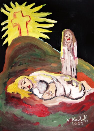 Painting titled "La Mort Des Pauvre" by Vadim Korniloff, Original Artwork, Acrylic