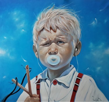 Картина под названием ",,BUBBLE GUM 2,," - Vadim Kovalev, Подлинное произведение искусства, Масло Установлен на Деревянная р…