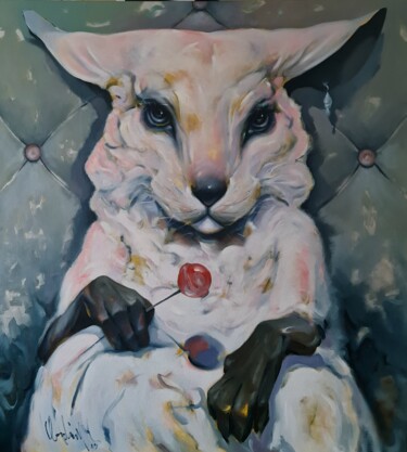 Peinture intitulée ",,Rabbit,," par Vadim Kovalev, Œuvre d'art originale, Huile