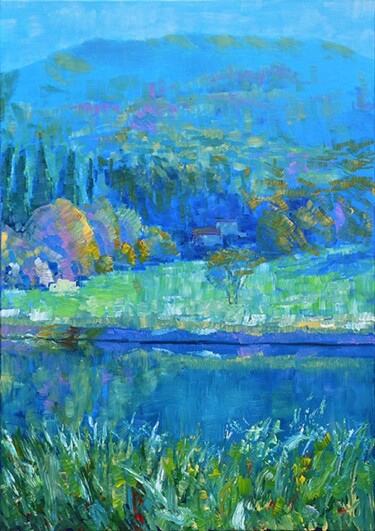 Peinture intitulée "Matin bleu 1" par Vadim Mikhailov, Œuvre d'art originale, Huile