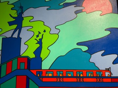 Картина под названием "Dnipro metro statio…" - Vadim Mykhalchuk, Подлинное произведение искусства, Масло