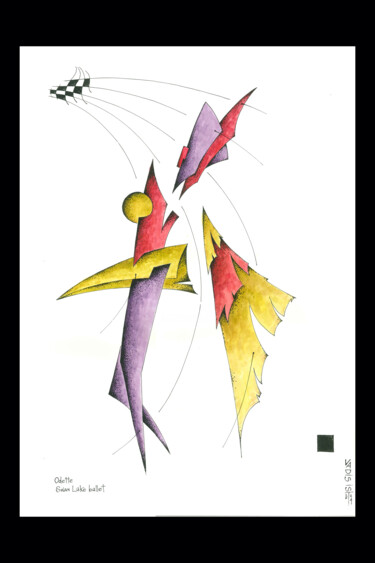 Disegno intitolato "SWAN LAKE. EPISODE…" da Vadim Ponomarenko, Opera d'arte originale, Acquarello