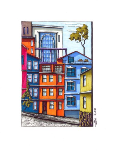 Drawing titled "VIEW FROM THE WINDOW" by Vadim Ponomarenko, Original Artwork, Marker