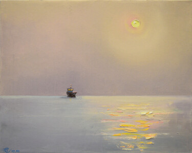 Pintura intitulada "Скольжение в океане…" por Vadim Stolyarov, Obras de arte originais, Óleo