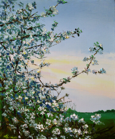 Peinture intitulée "Цветение яблони" par Vadim Stolyarov, Œuvre d'art originale, Huile