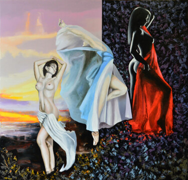 Peinture intitulée "Танец уходящей эсте…" par Vadim Stolyarov, Œuvre d'art originale, Huile
