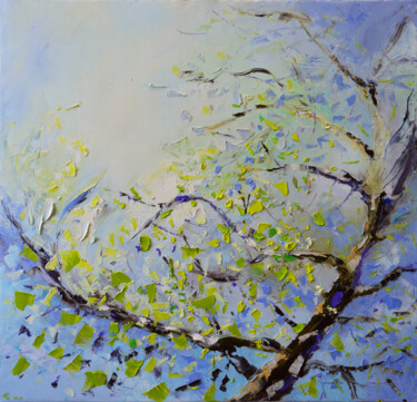 Peinture intitulée "Первые листья" par Vadim Stolyarov, Œuvre d'art originale, Huile