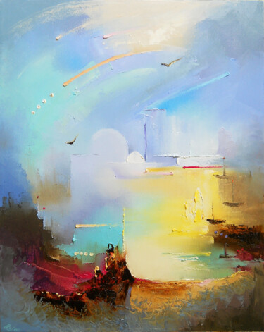 Schilderij getiteld "Полёт в грозе" door Vadim Stolyarov, Origineel Kunstwerk, Olie