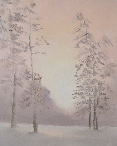 Painting titled "Снежное солнце" by Vadim Stolyarov, Original Artwork, Oil