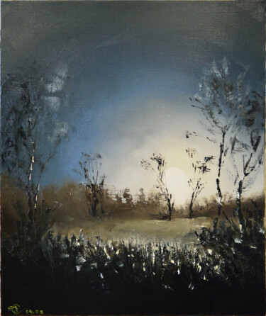 Картина под названием "Луна и ночь" - Vadim Stolyarov, Подлинное произведение искусства, Масло