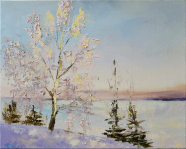 Картина под названием "Зимняя берёза" - Vadim Stolyarov, Подлинное произведение искусства, Масло