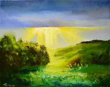 Картина под названием "Солнце из туч" - Vadim Stolyarov, Подлинное произведение искусства, Масло