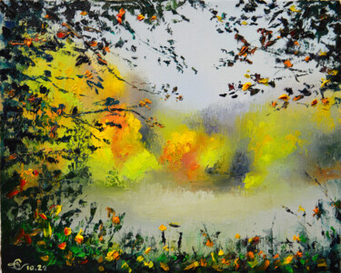 Pittura intitolato "Осенний туман в лесу" da Vadim Stolyarov, Opera d'arte originale, Olio