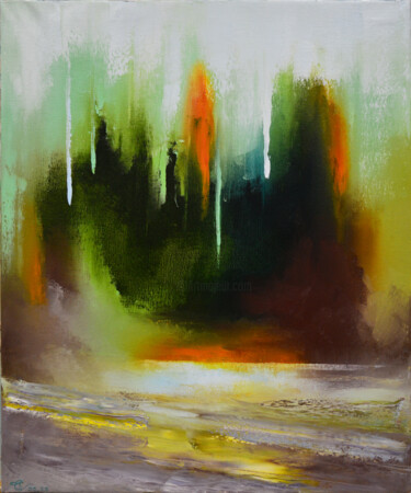 Картина под названием "Мокрый лес" - Vadim Stolyarov, Подлинное произведение искусства, Масло
