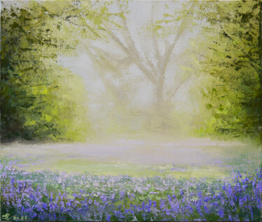 Картина под названием "Дерево в тумане" - Vadim Stolyarov, Подлинное произведение искусства, Масло